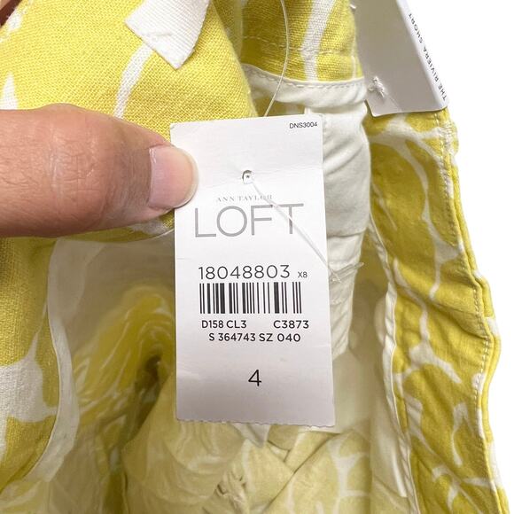 Loft The Riviera‎ Shorts Leaf Print Yellow White Womens Size 4 NWT - Picture 5 of 6